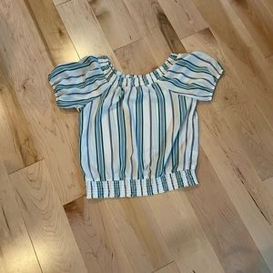 Pink Rose shoulder striped blouse shirt